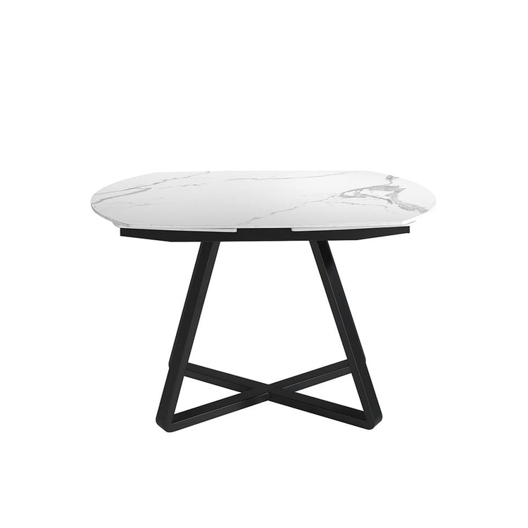 PORCELAIN AND BLACK STEEL DINING TABLE