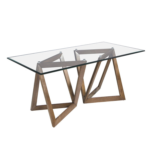 Dining table tempered glass and walnut wood-Angel Cerdá