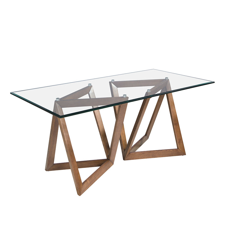 Dining table tempered glass and walnut wood-Angel Cerdá