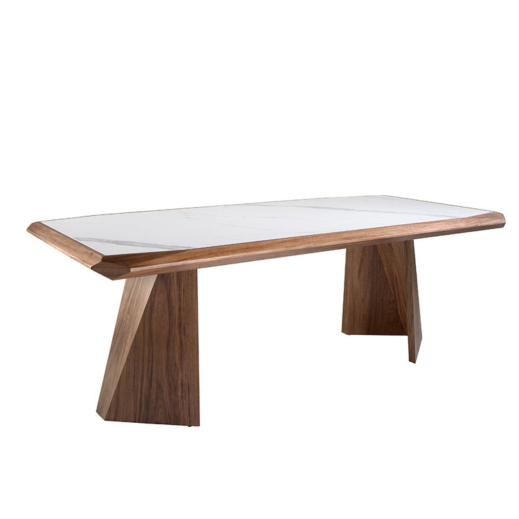 Porcelain and walnut wood dining table-Angel Cerdá