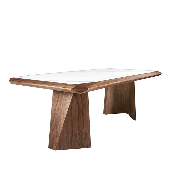 Porcelain and walnut wood dining table-Angel Cerdá