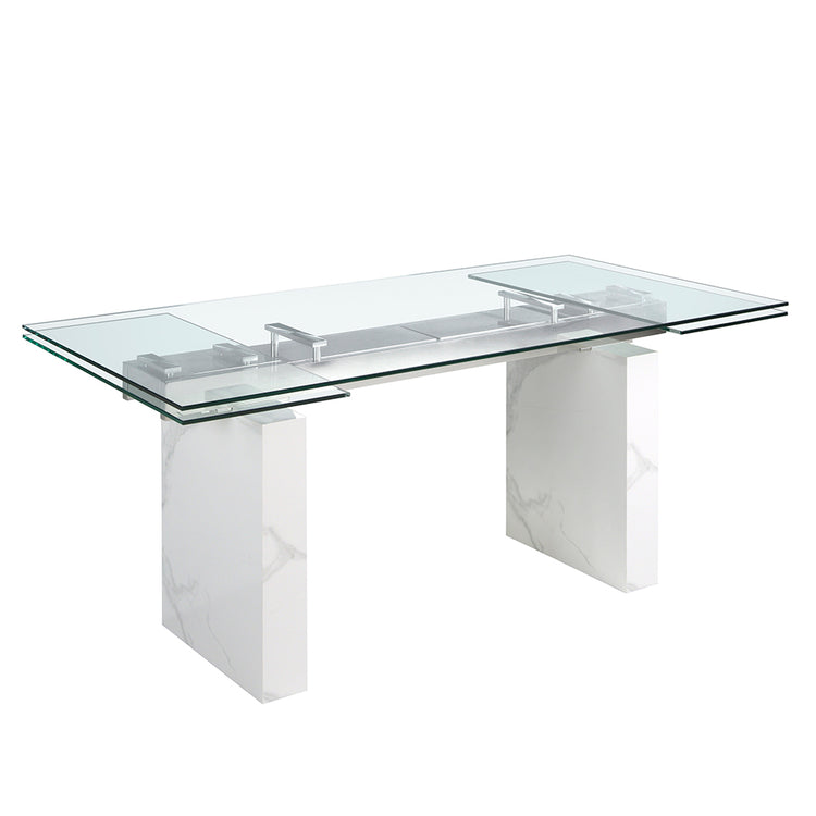 Rectangular tempered glass extending dining table - Angel Cerdá