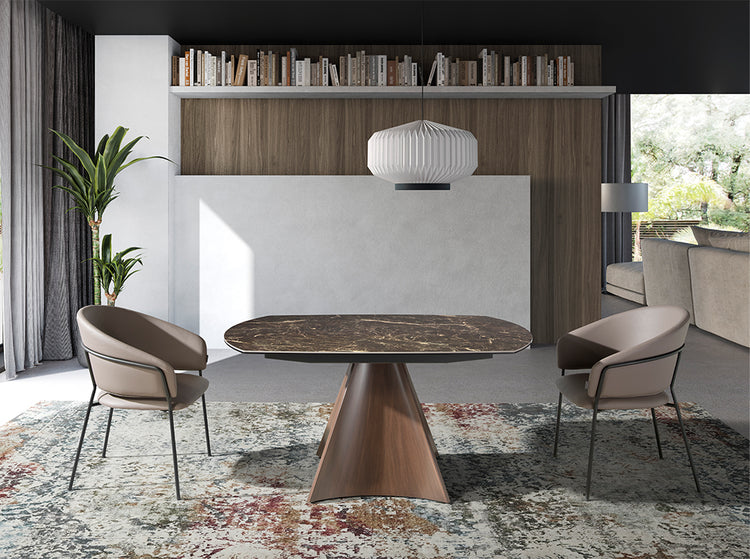 Oval Barrel porcelain marble extending dining table - Angel Cerdá