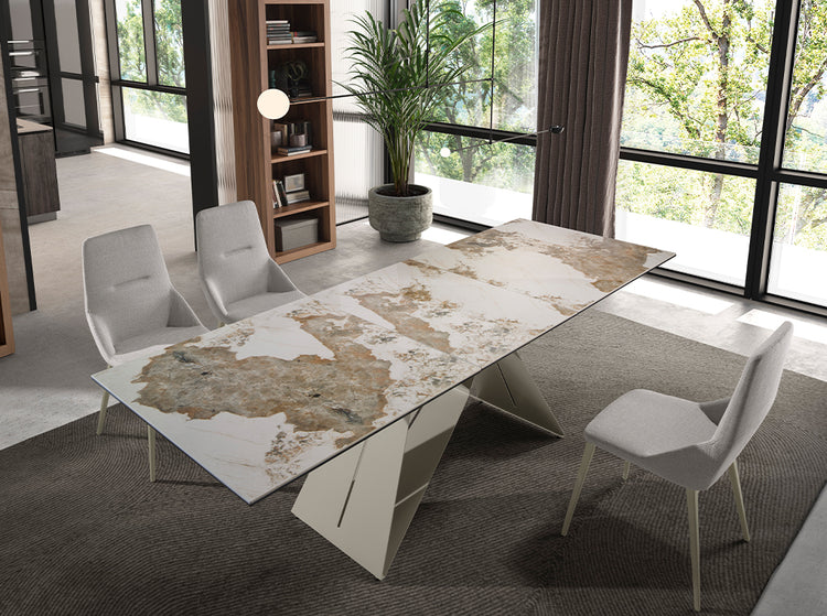 Rectangular porcelain marble extending dining table - Angel Cerdá