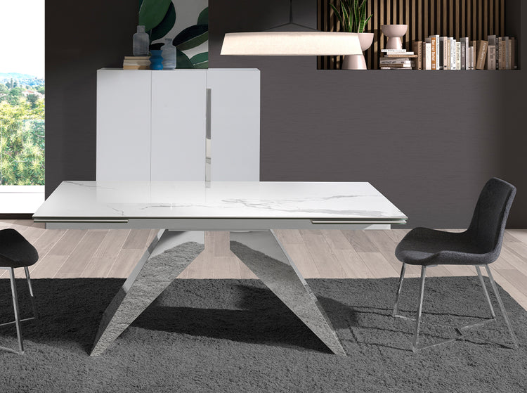 Rectangular porcelain marble extending dining table - Angel Cerdá