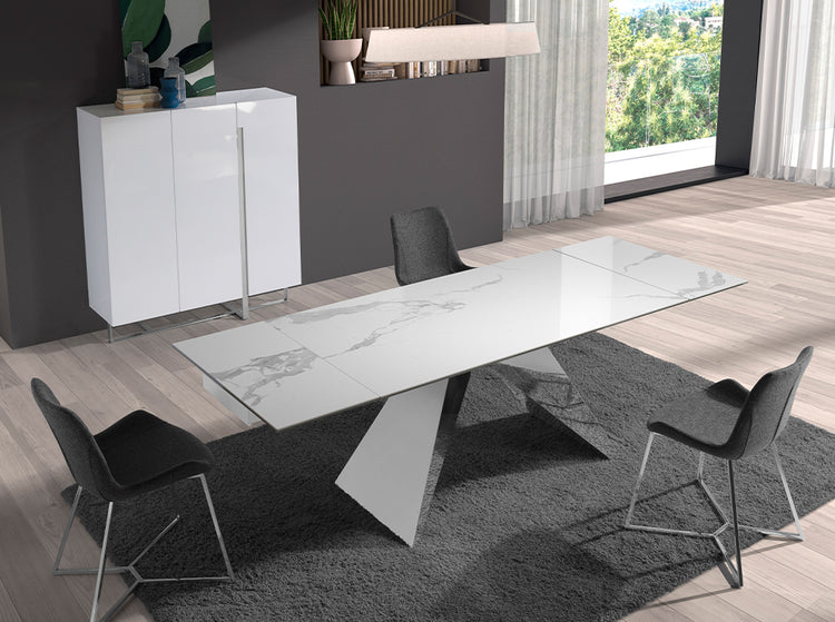 Rectangular porcelain marble extending dining table - Angel Cerdá