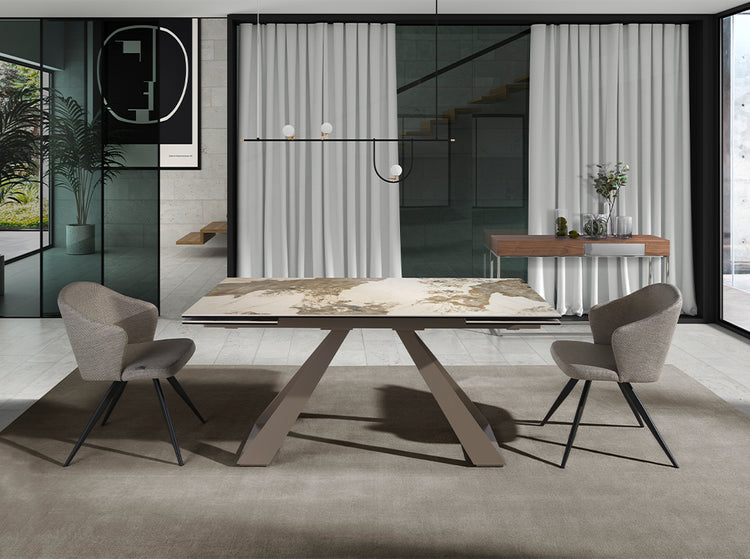 Rectangular porcelain marble extending dining table - Angel Cerdá