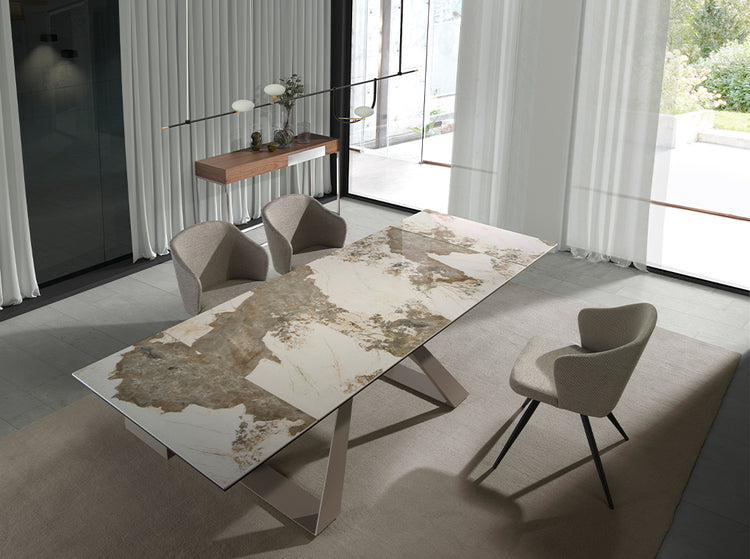 Rectangular porcelain marble extending dining table - Angel Cerdá