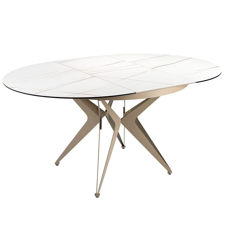 Extending oval dining table, half round - Angel Cerdá