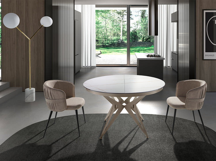 Extending oval dining table, half round - Angel Cerdá