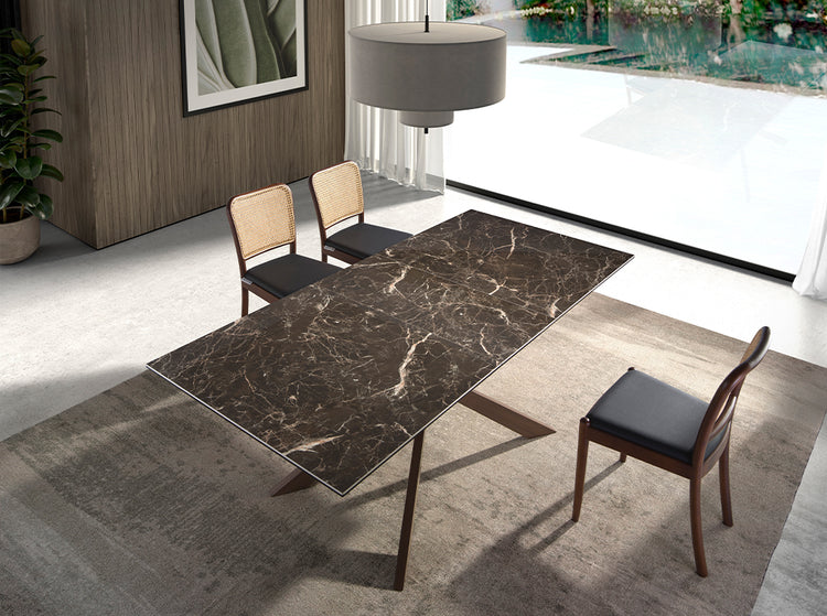 Rectangular porcelain marble extending dining table - Angel Cerdá