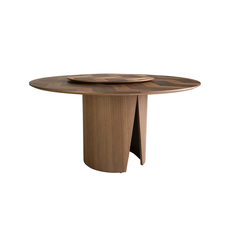 Round walnut dining table