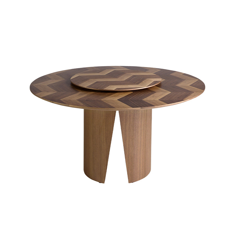 Round walnut dining table