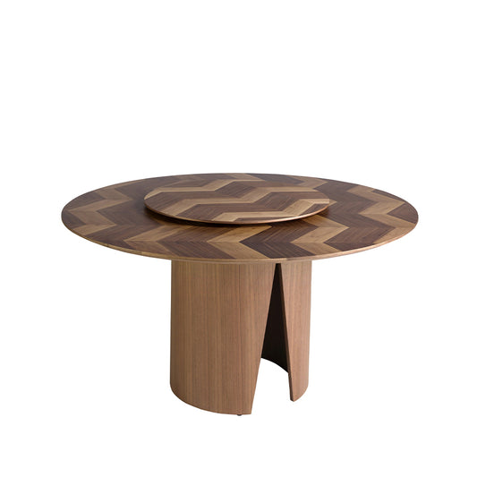 Round walnut dining table