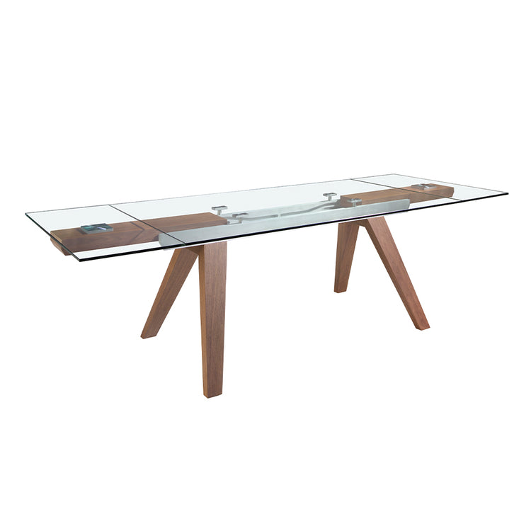 Rectangular tempered glass extending dining table - Angel Cerdá