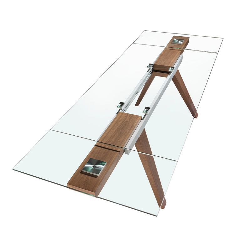 Rectangular tempered glass extending dining table - Angel Cerdá