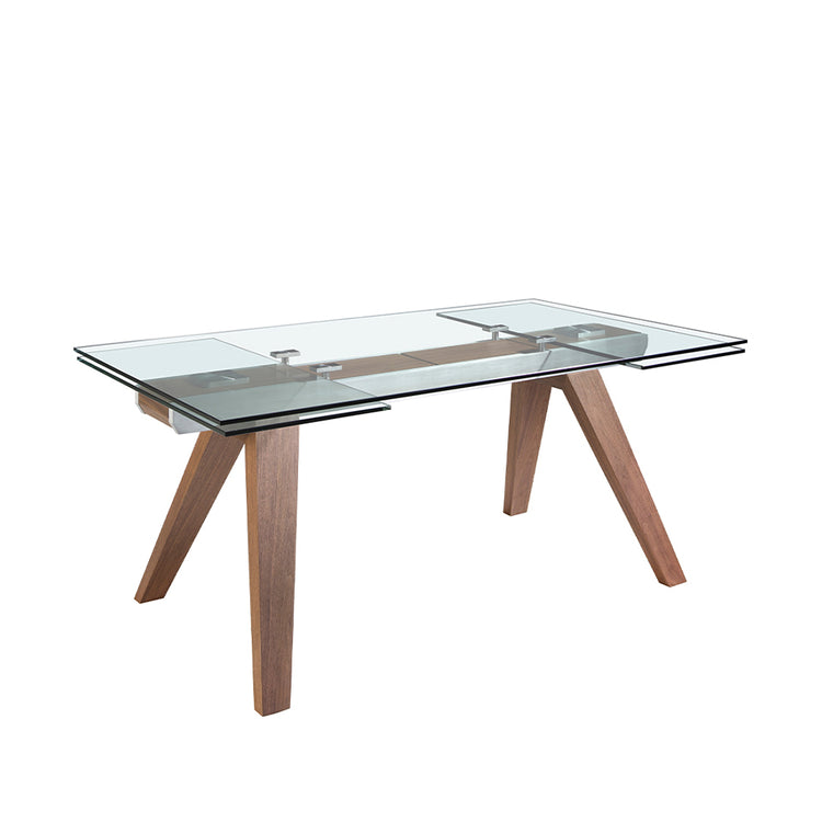 Rectangular tempered glass extending dining table - Angel Cerdá