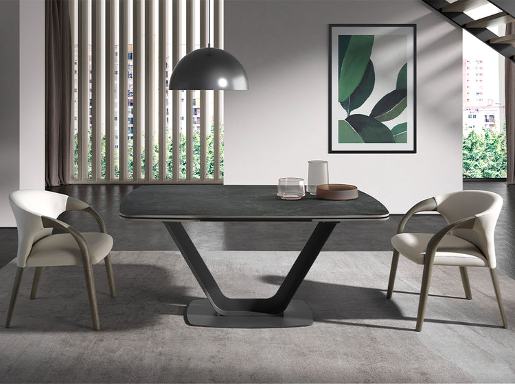 Oval Barrel porcelain marble extending dining table - Angel Cerdá