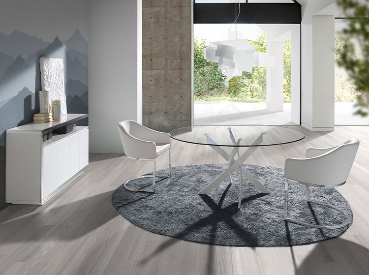 Round glass dining table-Angel Cerdá