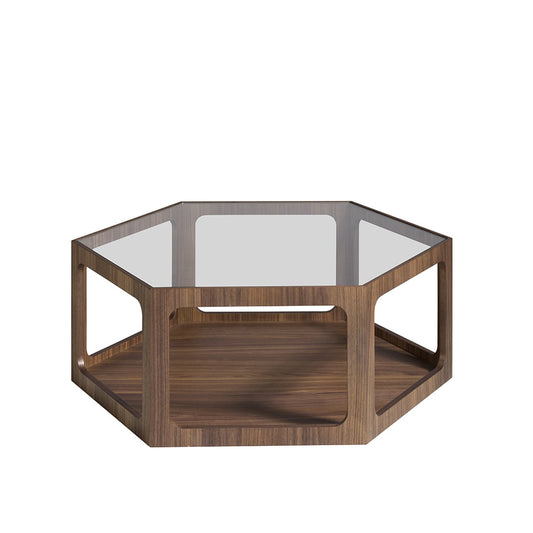 Coffee table in walnut with glass top - Angel Cerdá S.L