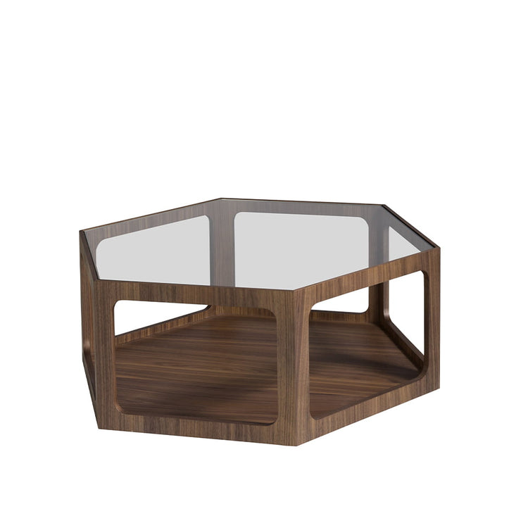 Coffee table in walnut with glass top - Angel Cerdá S.L