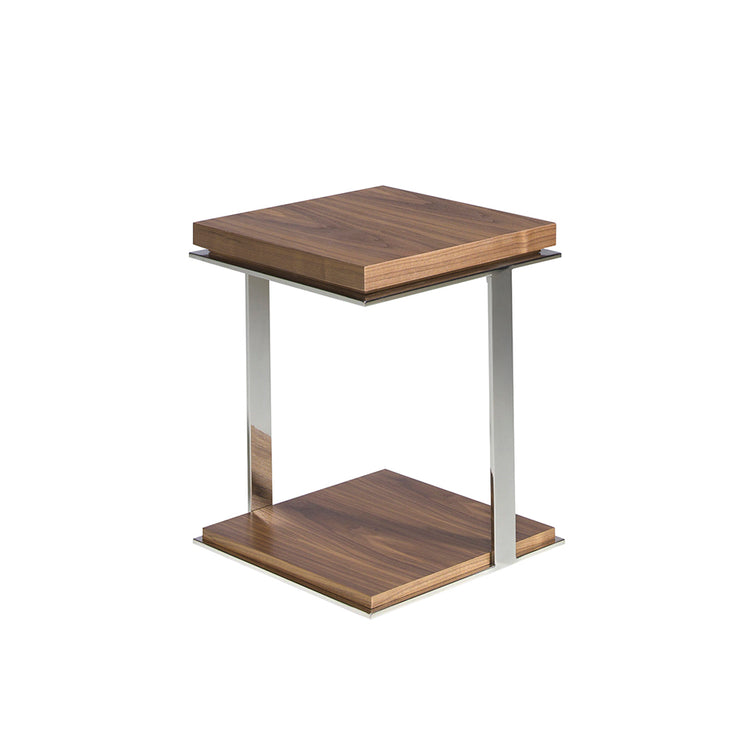 Steel corner table and Walnut-veneered wooden cover - Angel Cerdá S.L