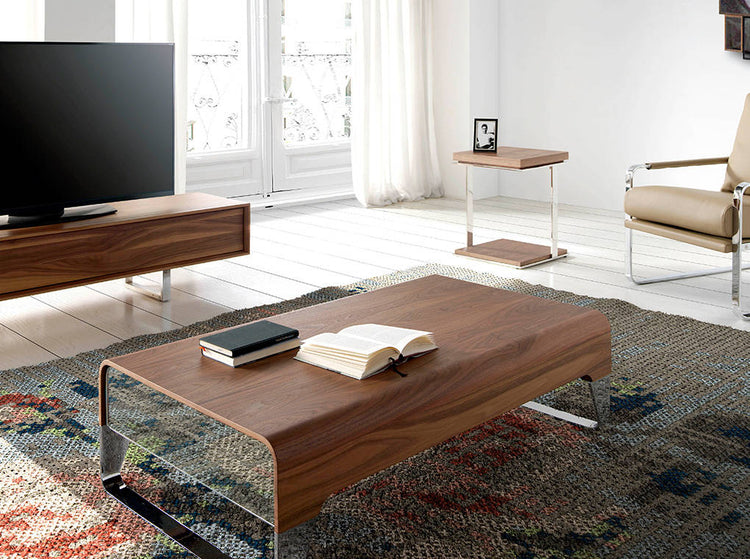 Steel corner table and Walnut-veneered wooden cover - Angel Cerdá S.L