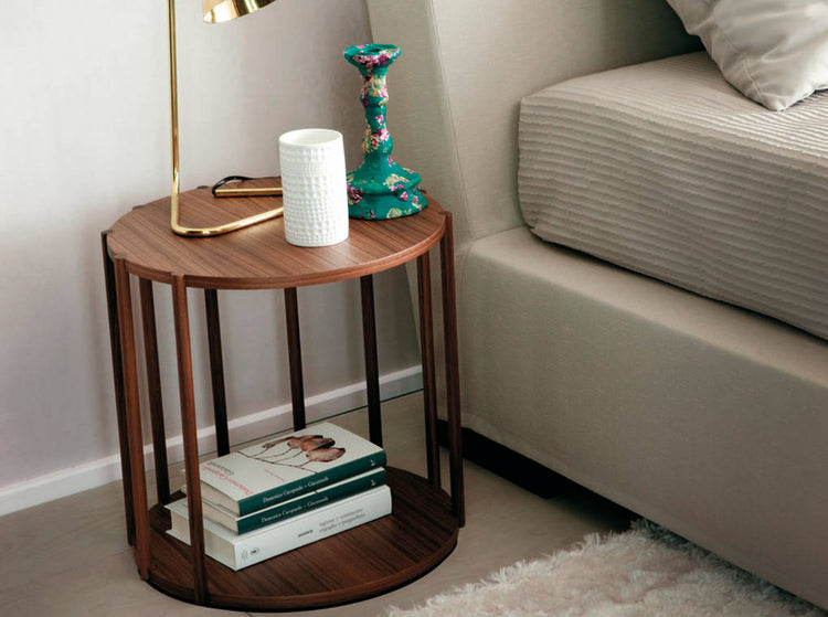 Walnut-veneered wooden corner table - Angel Cerdá S.L