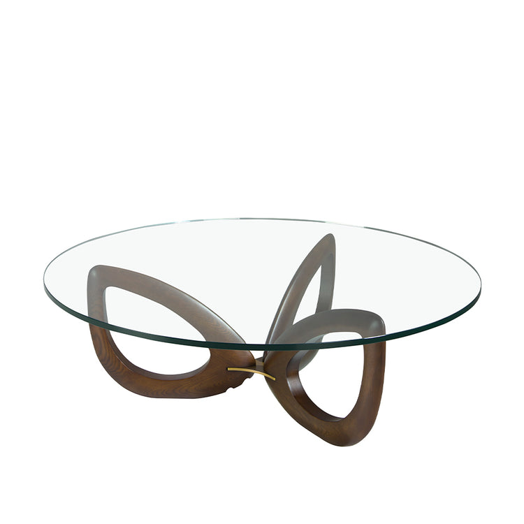 Coffee table made of solid wood with glass tabletop - Angel Cerdá, S.L.