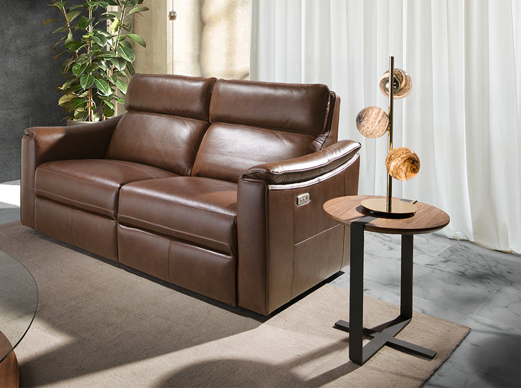 Corner coffee table in walnut and steel legs - Angel Cerdá S.L.