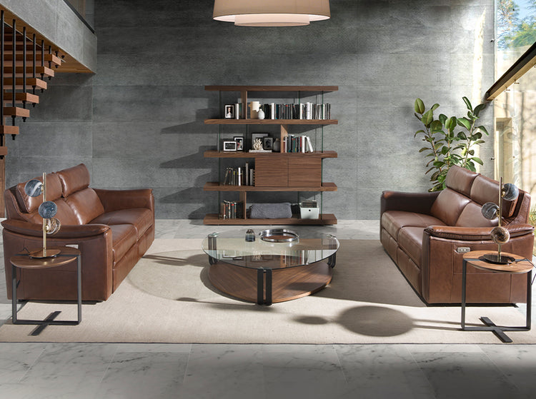 Corner coffee table in walnut and steel legs - Angel Cerdá S.L.