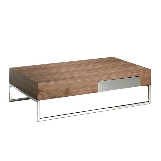 Coffee table in walnut veneer with chrome plated steel legs - Angel Cerdá