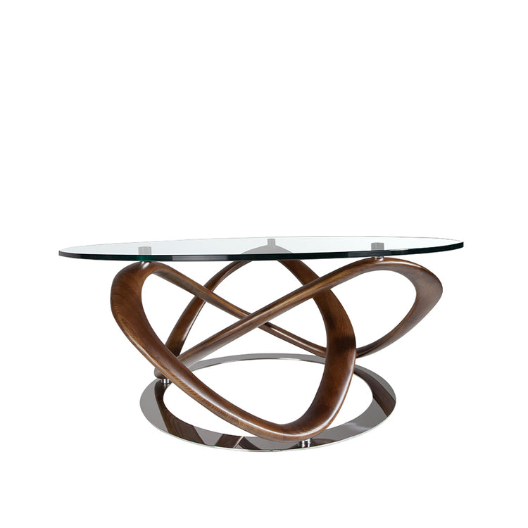 Round coffee table in tempered glass and walnut solid wood - Angel Cerdá