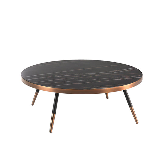 Porcelain black marble and steel round coffee table - Angel Cerdá