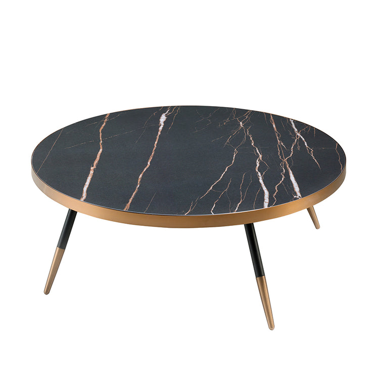 Porcelain black marble and steel round coffee table - Angel Cerdá