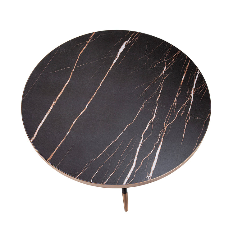 Porcelain black marble and steel round coffee table - Angel Cerdá