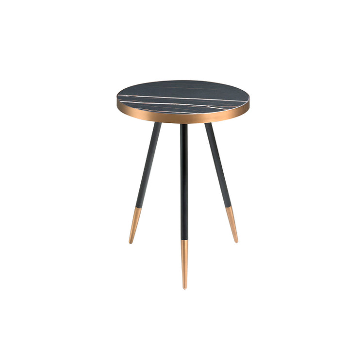 Round corner table in black porcelain marble and steel - Angel Cerdá S.L.