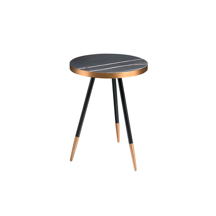 Round corner table in black porcelain marble and steel - Angel Cerdá S.L.