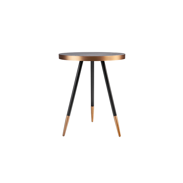 Round corner table in black porcelain marble and steel - Angel Cerdá S.L.