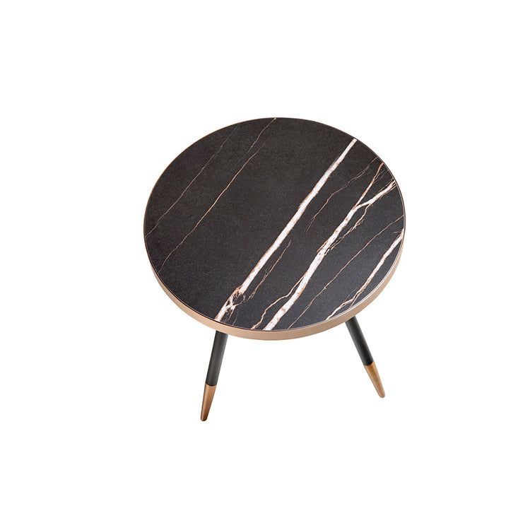 Round corner table in black porcelain marble and steel - Angel Cerdá S.L.