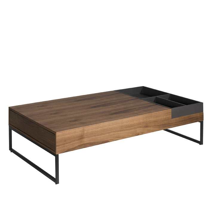 Rectangular coffee table grey, walnut and black steel-Angel Cerdá