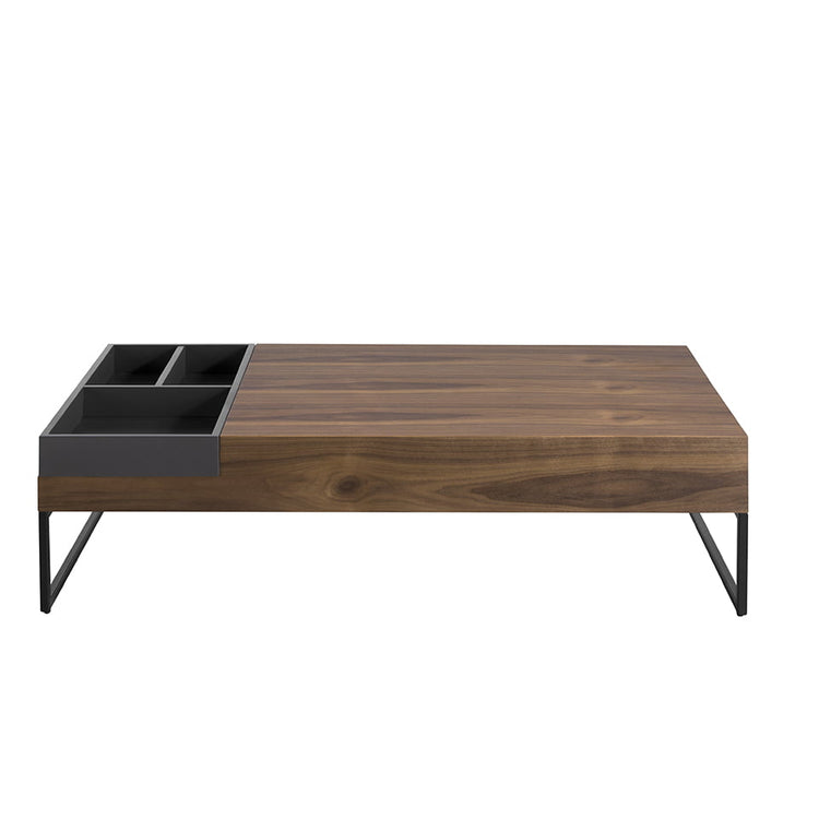 Rectangular coffee table grey, walnut and black steel-Angel Cerdá