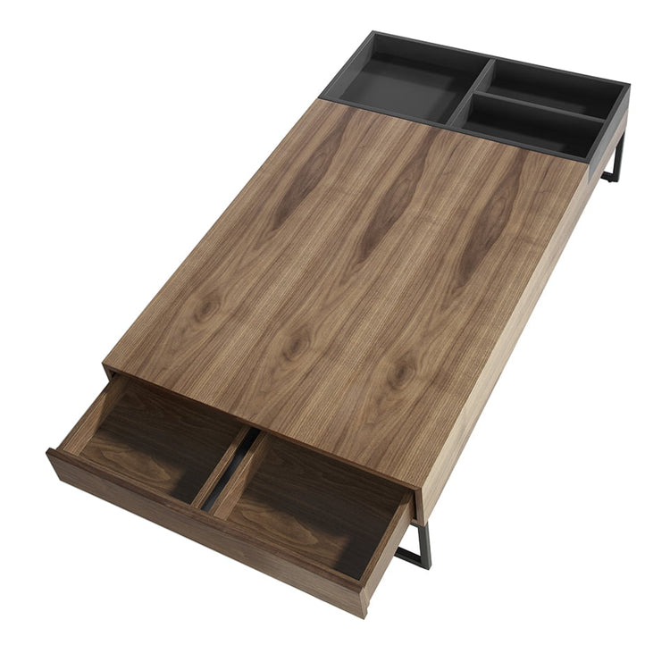 Rectangular coffee table grey, walnut and black steel-Angel Cerdá