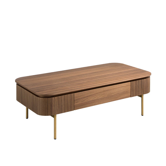 Rectangular coffee table in walnut and gold-plated steel-Angel Cerdá