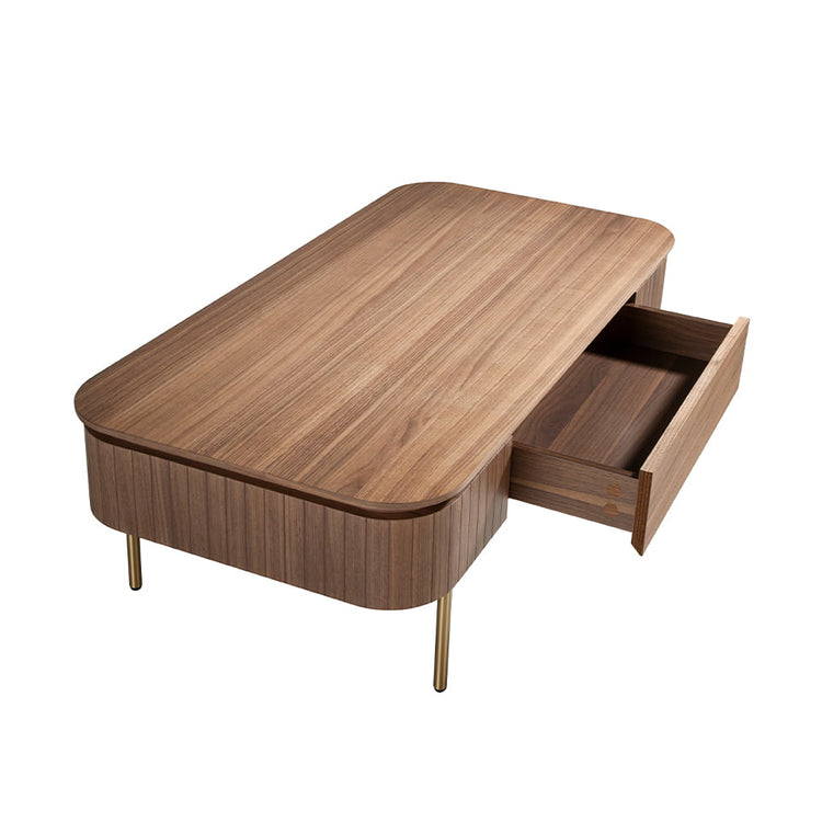 Rectangular coffee table in walnut and gold-plated steel-Angel Cerdá