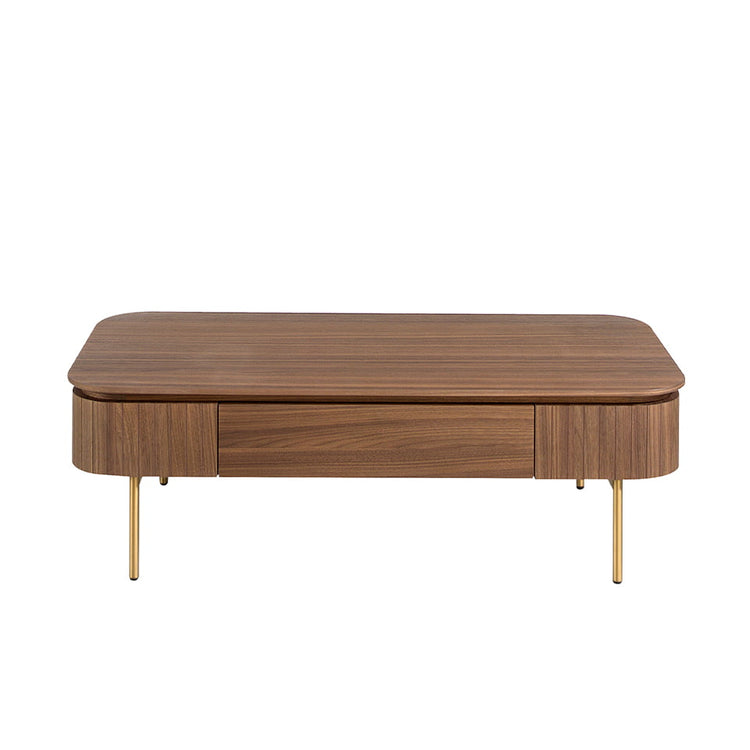 Rectangular coffee table in walnut and gold-plated steel-Angel Cerdá