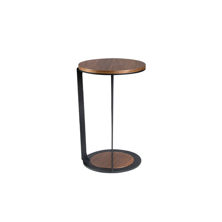 Corner table walnut wood and black steel-Angel Cerdá