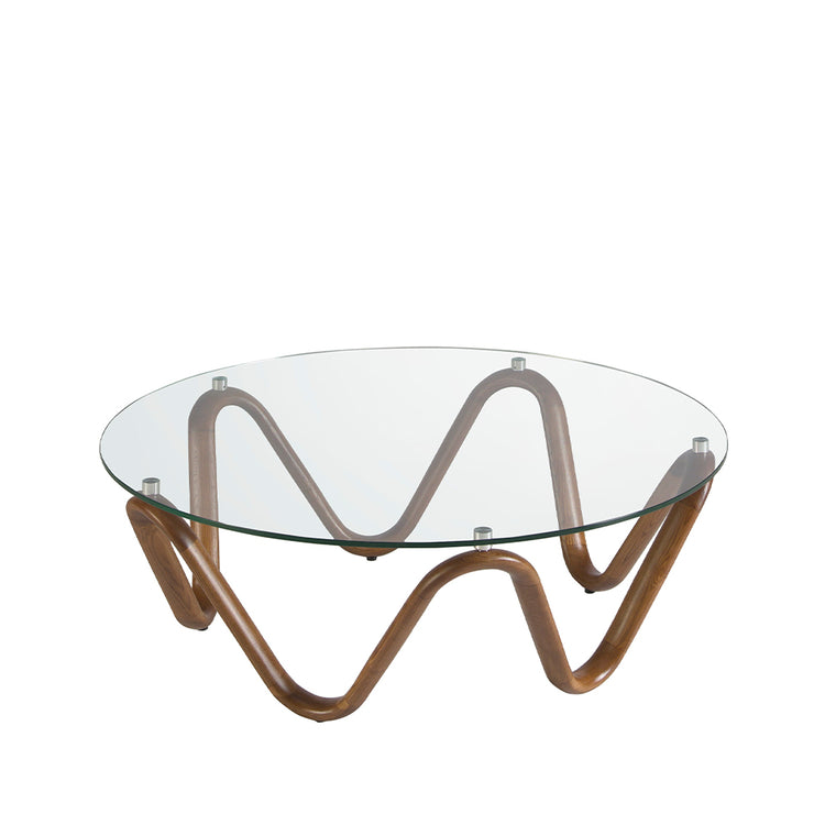 Round glass and walnut coffee table - Angel Cerdá