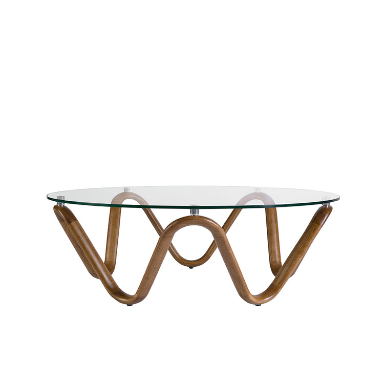 Round glass and walnut coffee table - Angel Cerdá