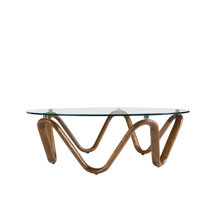 Round glass and walnut coffee table - Angel Cerdá